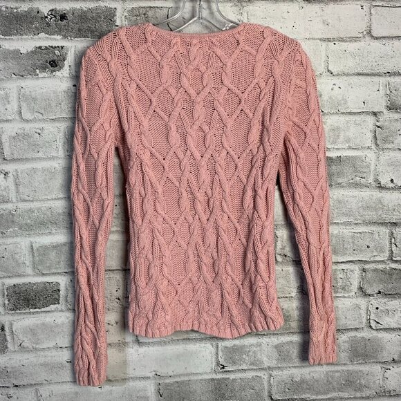Vintage 90's Jessica Sport All Over Cable Knit V-Neck Pink Sweater - Picture 5 of 9